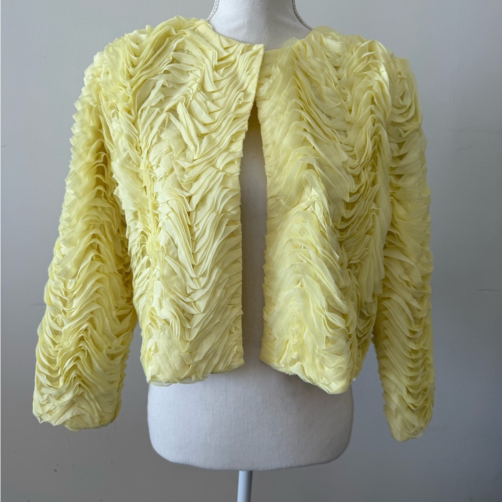 Zara Light Yellow Textured Jacket